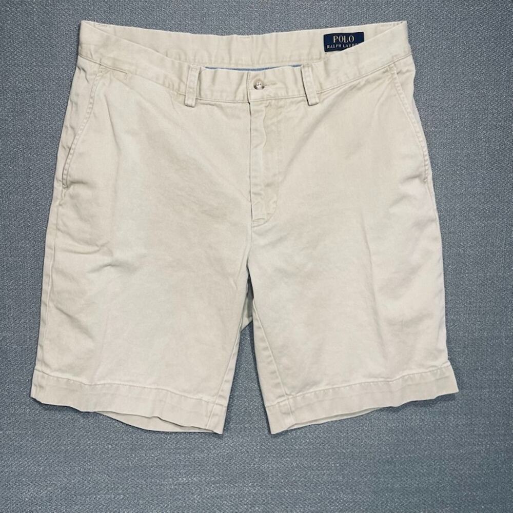 Polo Ralph Lauren Shorts Men 32 Khaki Tan Classic Fit 9 Inch Cotton Chino